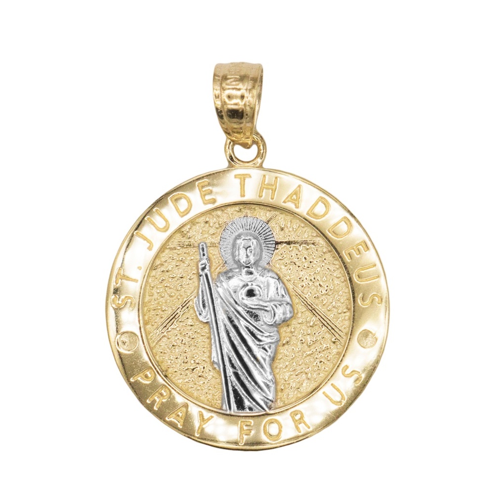 10k Gold Round Saint Jude Medallion Pendant